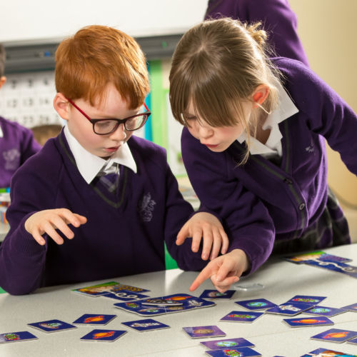 wycliffe nursery pupils playing with cards in class