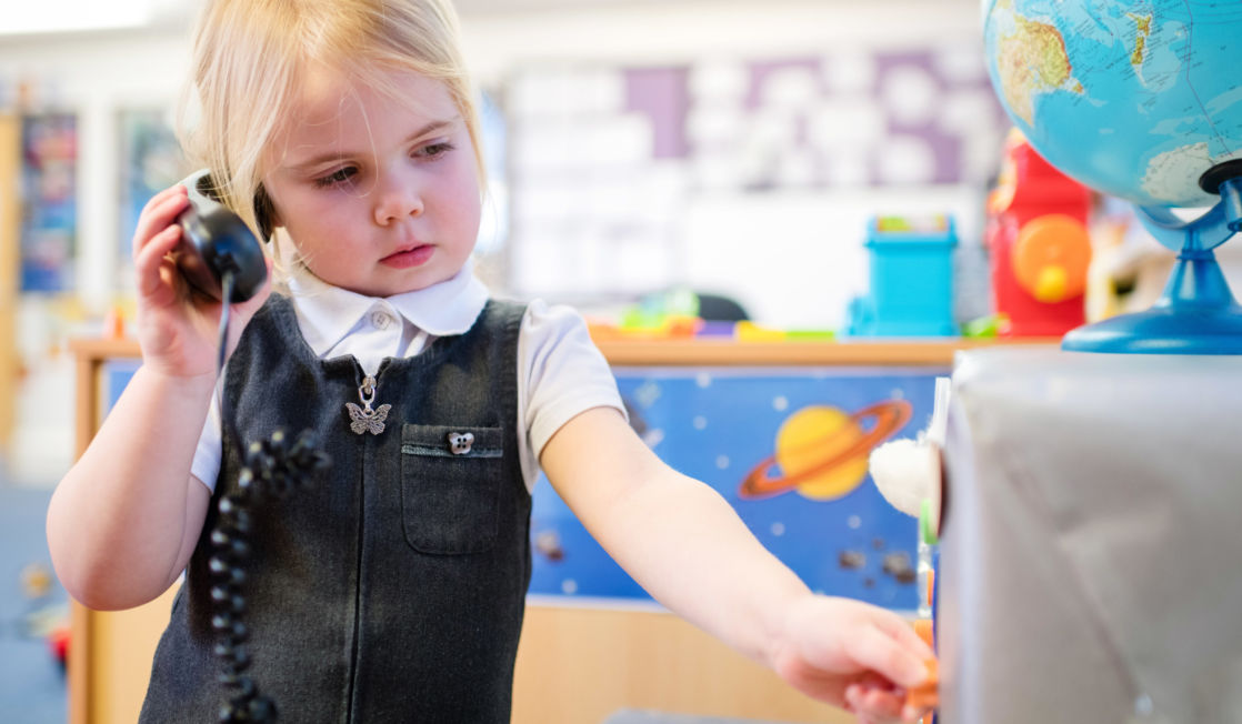 wycliffe nursery pupil playing in the classroom