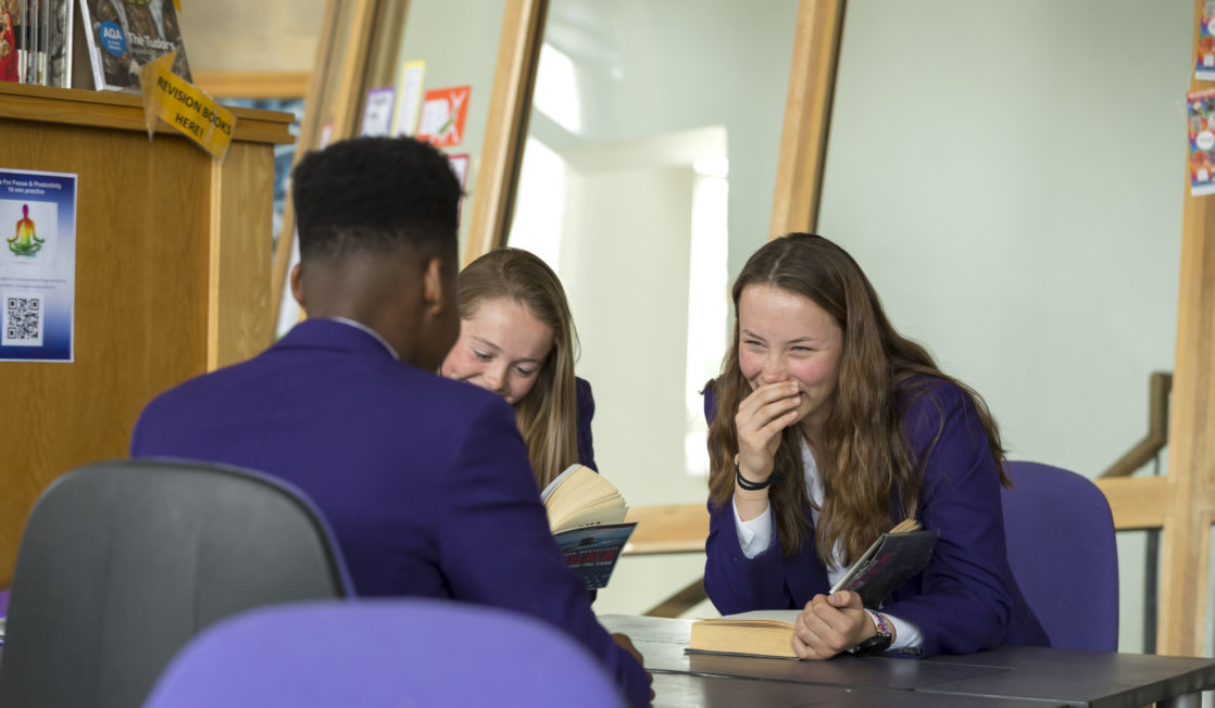 wycliffe senior students reading in the library