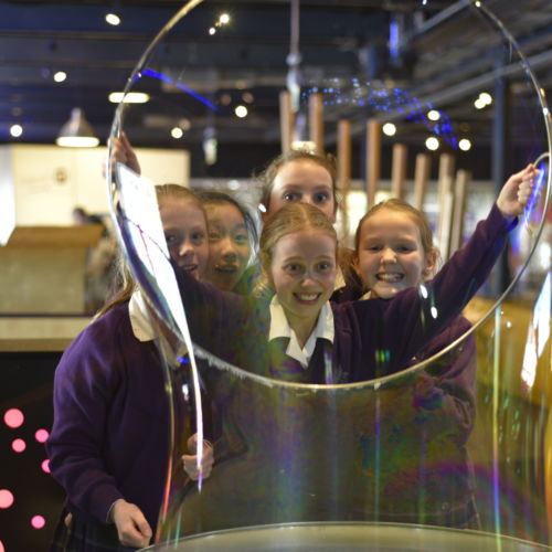 wycliffe girls playing with bubbles