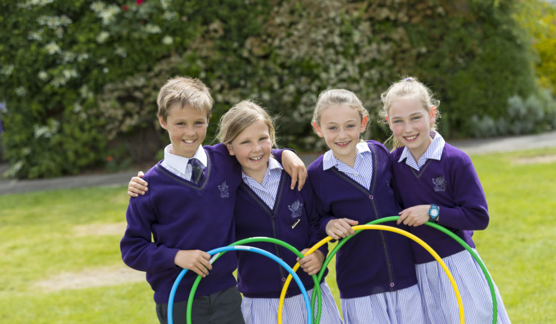 wycliffe prep students posing with hula hoops