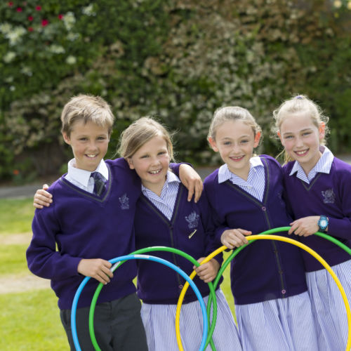 wycliffe prep students posing with hula hoops