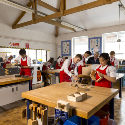 wycliffe students in a wood workshop