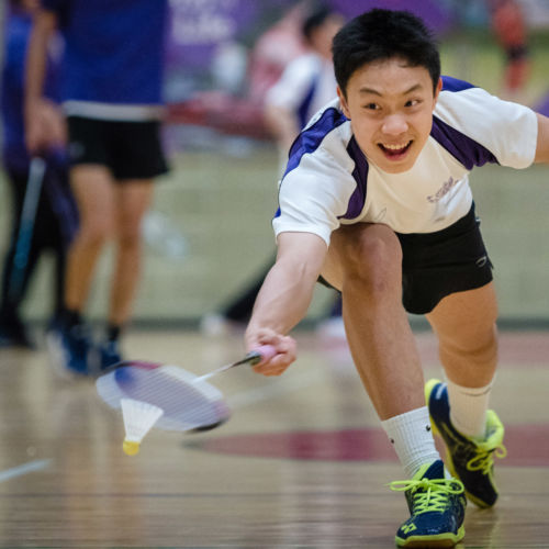 wycliffe boy playing badminton