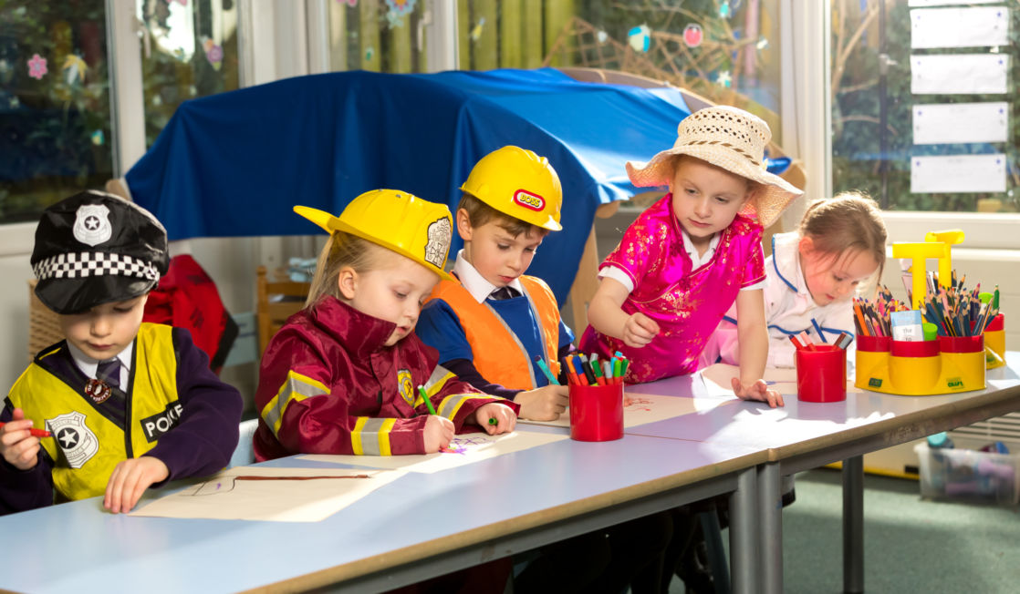 children playing in wycliffe nursery class gloucestershire