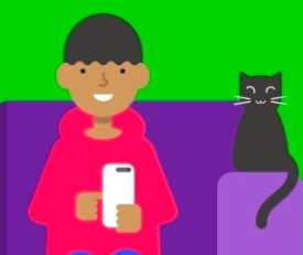 Kid and cat simple illustration