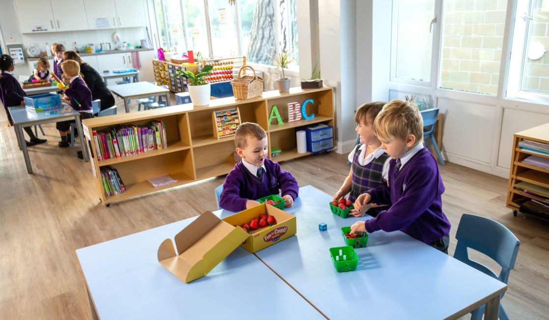 kids playing in wycliffe nursery class in gloucestershire