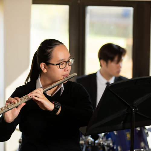 Wycliffe student playing the flute