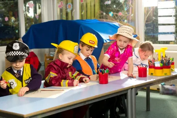 children playing in wycliffe nursery class gloucestershire