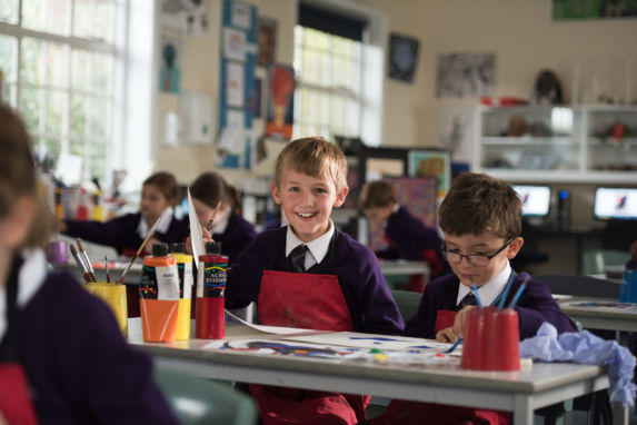 wycliffe boys painting in art class