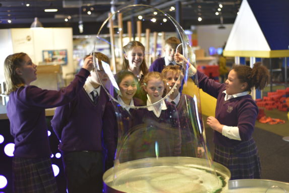 wycliffe pupils playing with bubbles