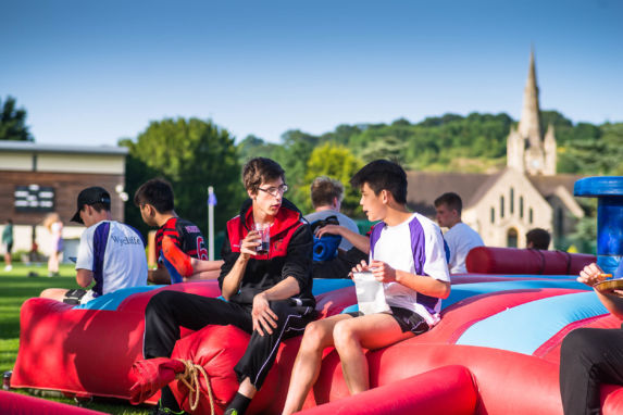 wycliffe pupils having soft drinks outdoors