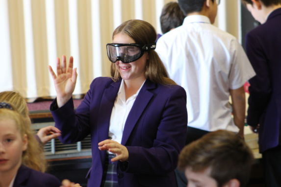 wycliffe girl wearing safety goggles