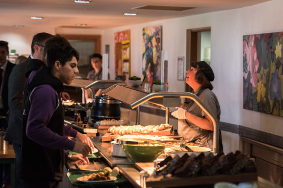 wycliffe pupils picking food from the cafeteria