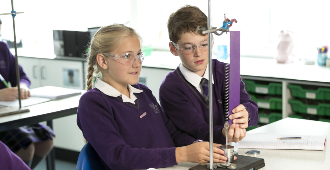 wycliffe pupils doing experiments in the science lab