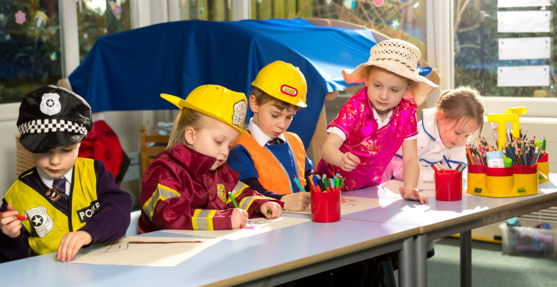 children playing in wycliffe nursery class gloucestershire
