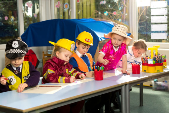 children playing in wycliffe nursery class gloucestershire