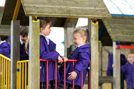 year 2 wycliffe girls playing outside