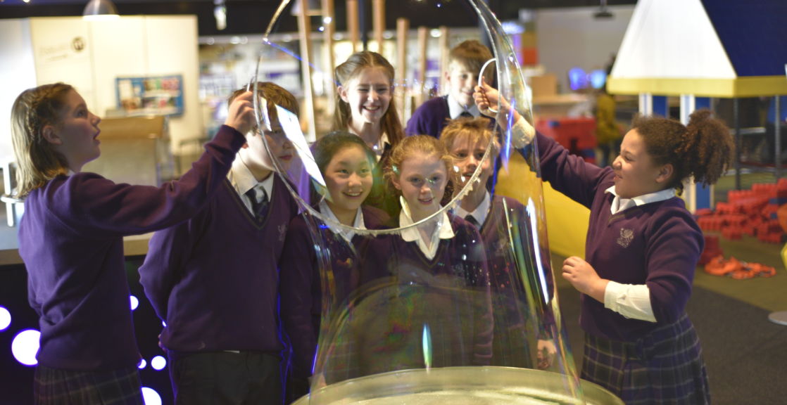 wycliffe college pupils playing with bubbles