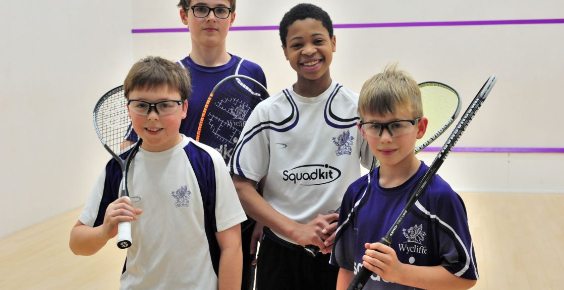 wycliffe pupils with squash gear