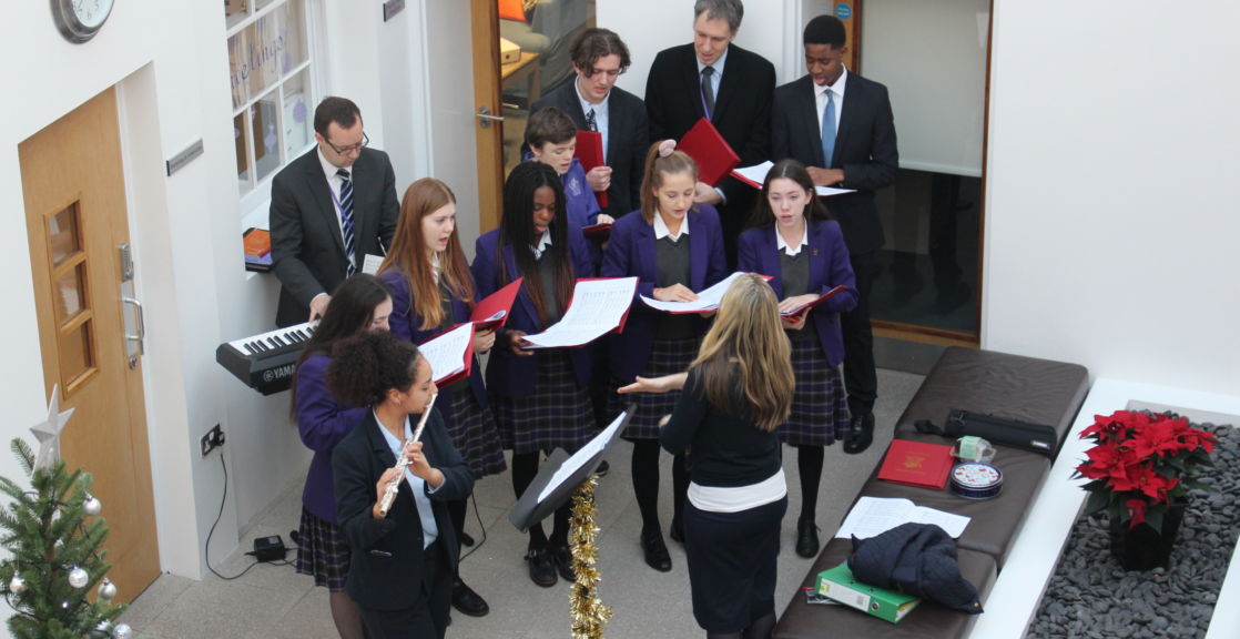 wycliffe students rehearsing christmas music