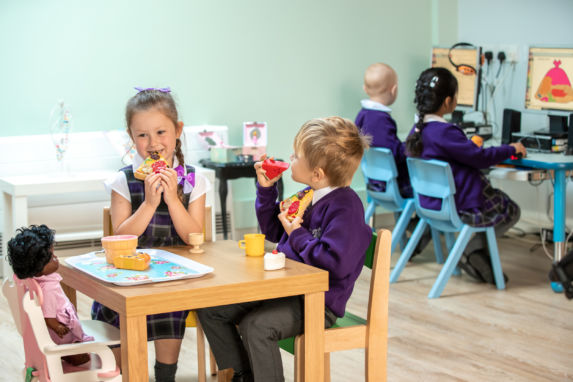 wycliffe pupils eating and playing computer games