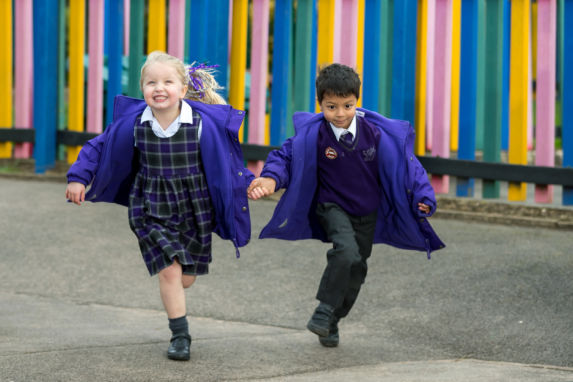 wycliffe nursery pupils running in the playground