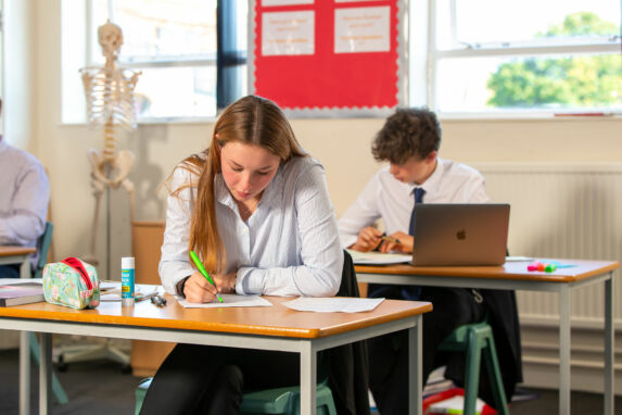 Wycliffe girl studying in class