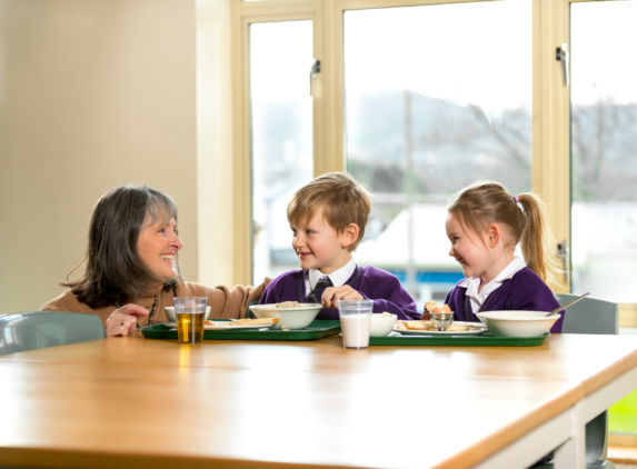 wycliffe kids and teacher having breakfast